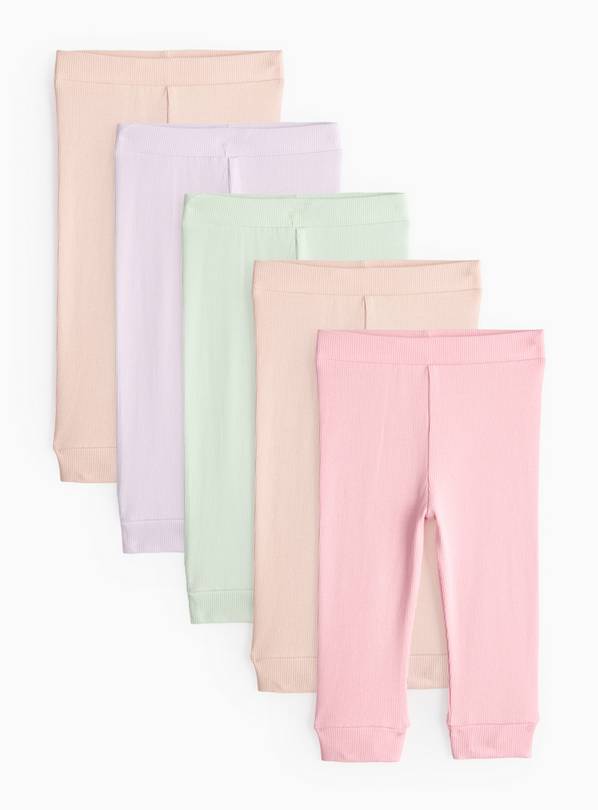 Pink Plain Leggings 5 Pack 9-12 months